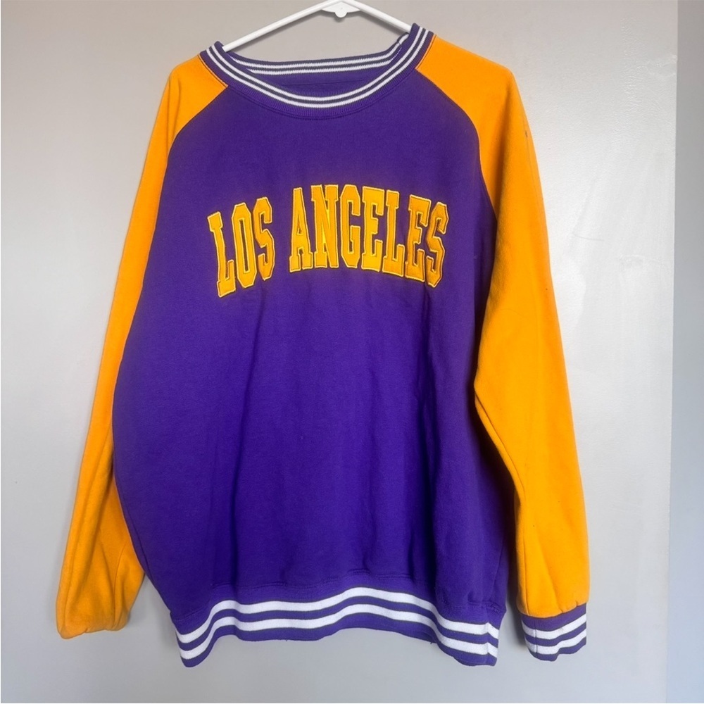 New York Popular Purple and Gold Los Angeles Lakers Sweatshirt XL